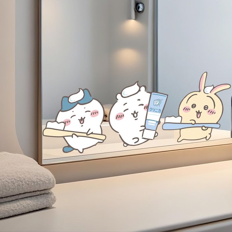 Home Bathroom Supplies - Naklejki na lustro Hot Chiikawa, mocne