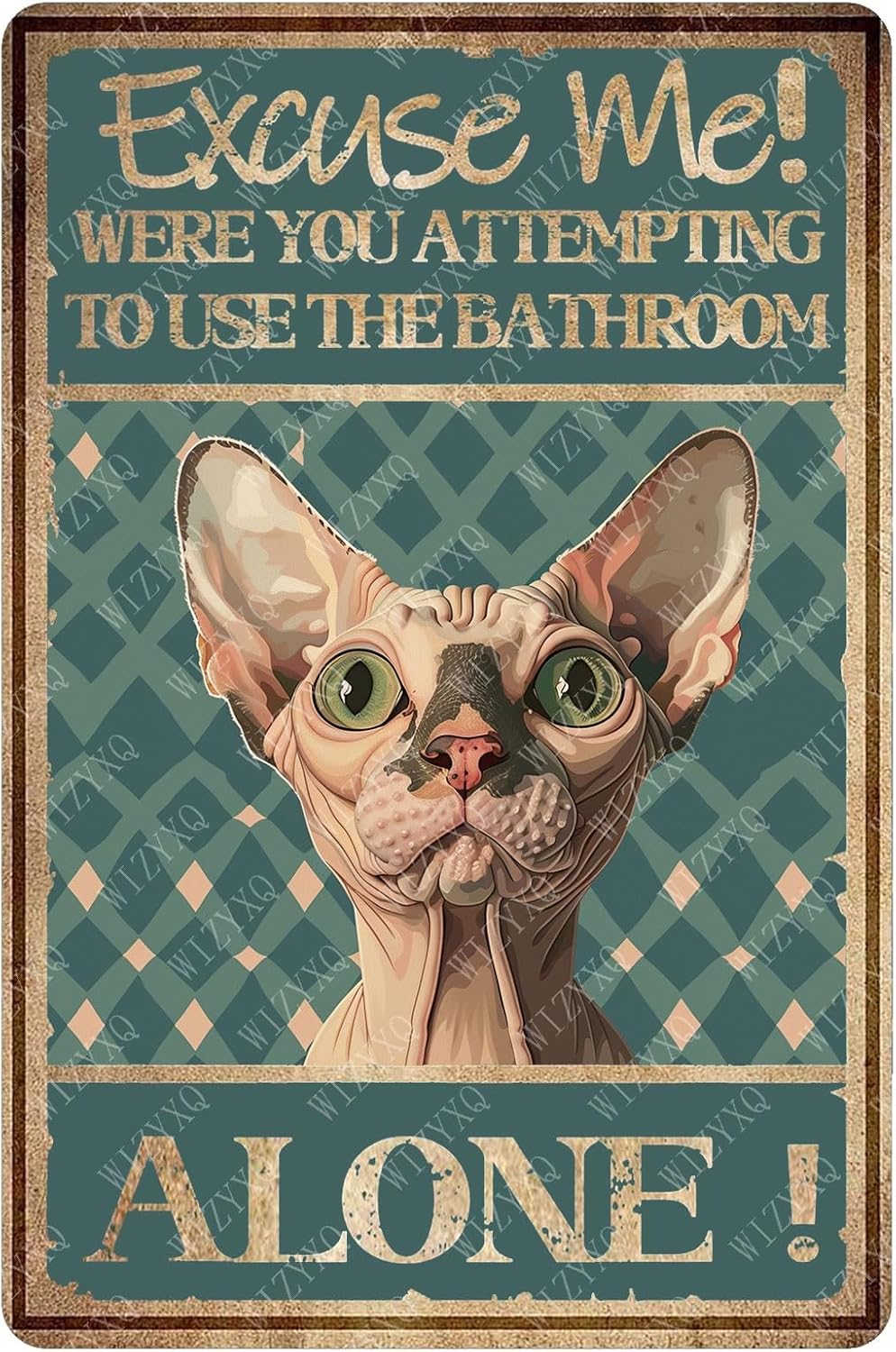 Home Alone Bathroom - Metalowe Tabliczki Przepraszam, Samotny Bezwłosy Kot,