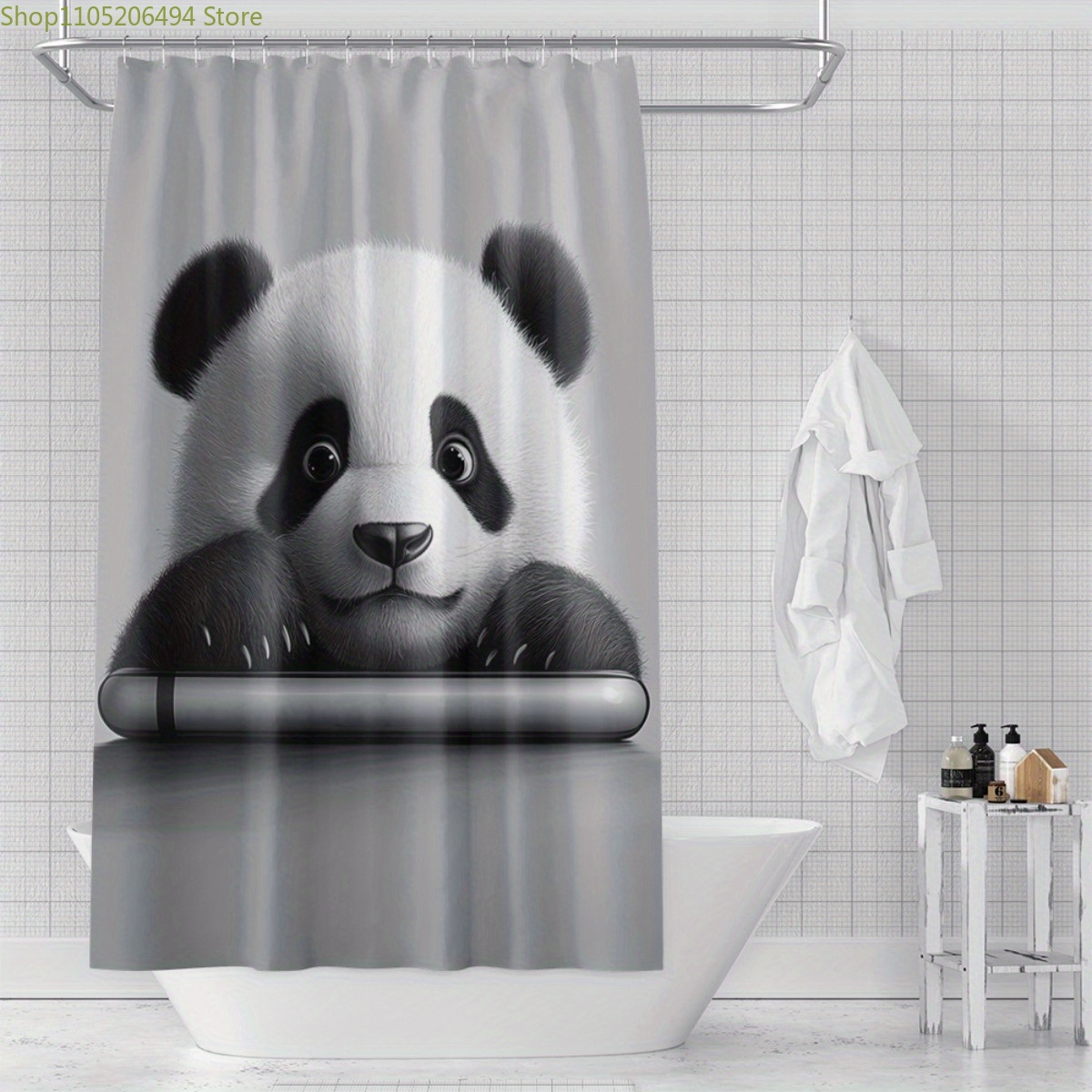 Adorable Home Bathroom Ideas - Urocza zasłonka prysznicowa z pandą, uroczy