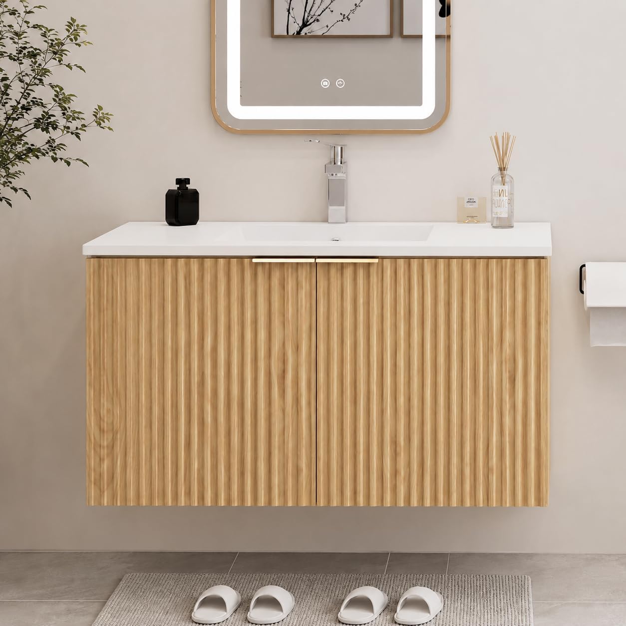 Home Design Bathroom - Nowoczesna wisząca szafka łazienkowa z falistymi,
