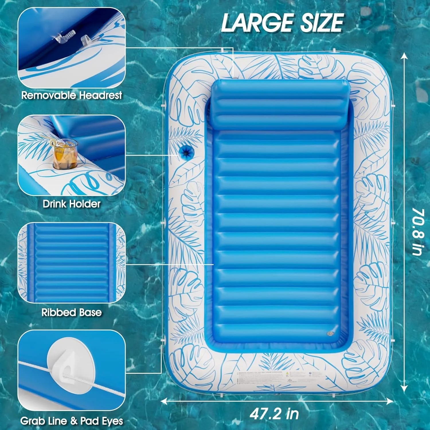 Bathtub Pillow Inflatable - Duży dmuchany materac do basenu z