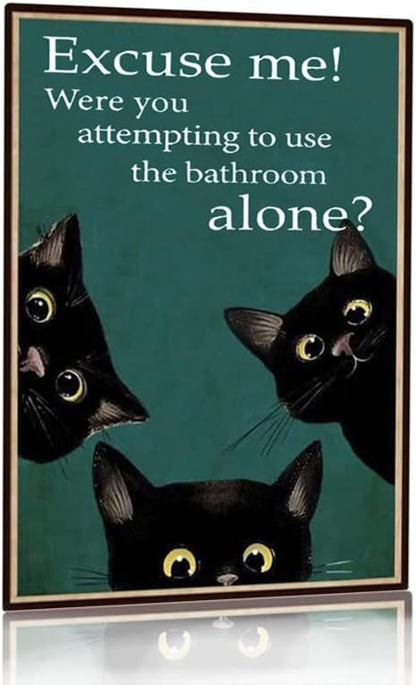 Home Alone Bathroom - Zabawny czarny kot - dekoracja łazienki
